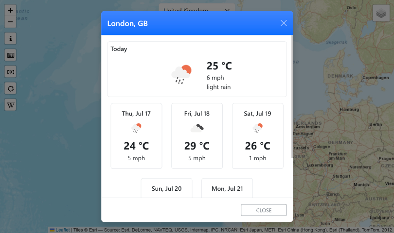 Weather modal gazetteer